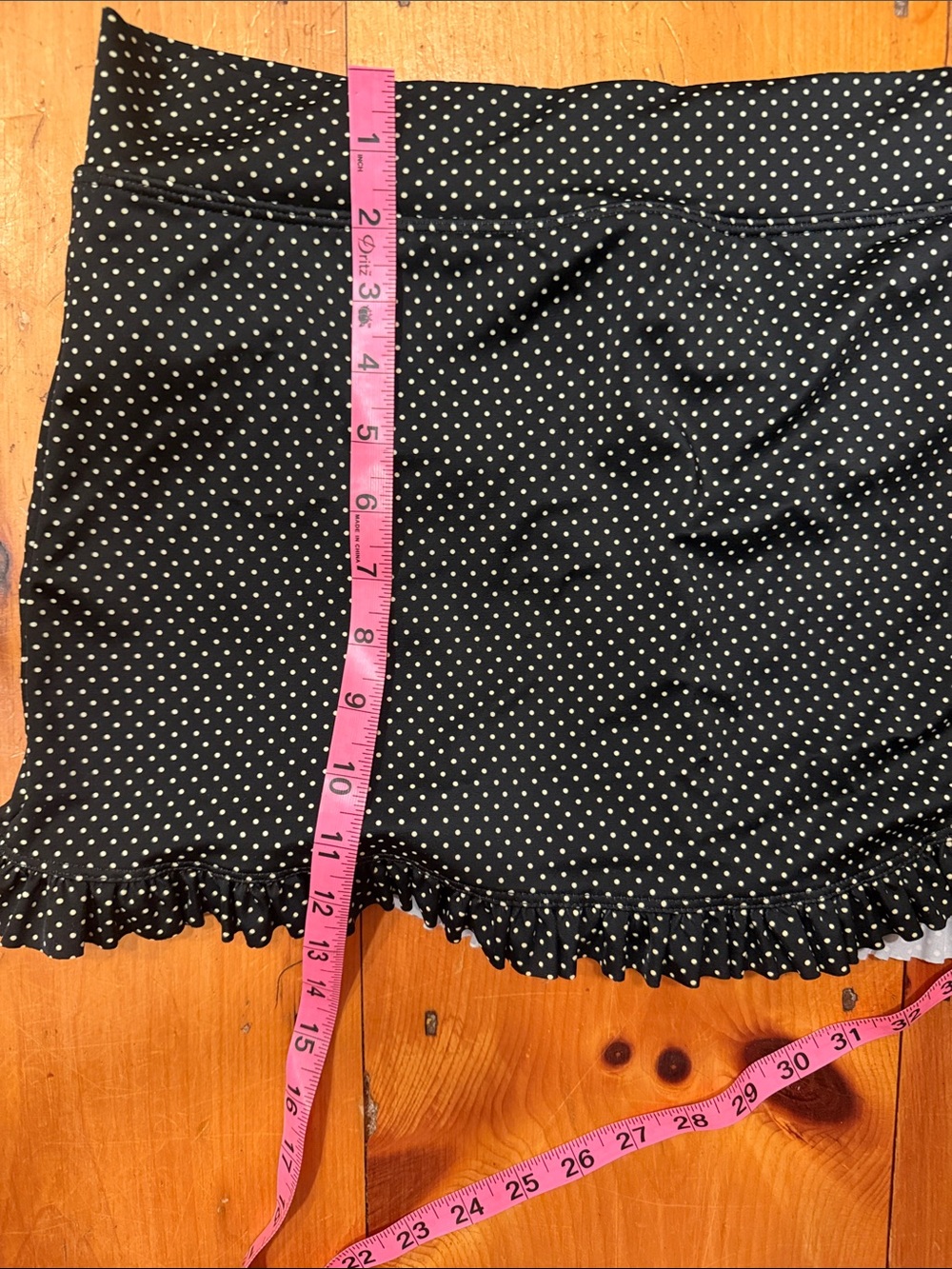2 piece Lime Ricki tankini swimsuit cream top black polka dots ruffled skirt L - Picture 12 of 14